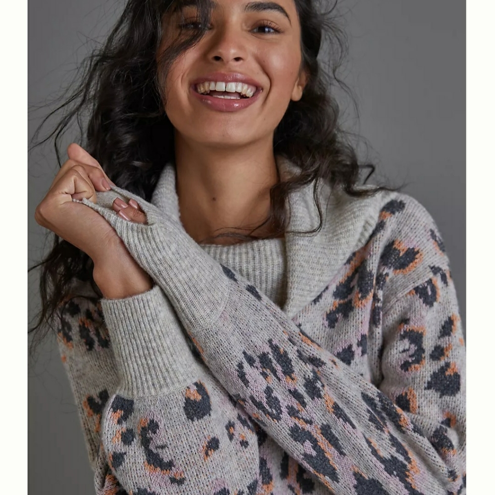Anthropologie | Emmy Cowl Neck Leopard Print Tunic Sweater - Picture 16 of 16